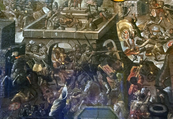 The Conquest of Mexico, detail - Biombo de la Conquista