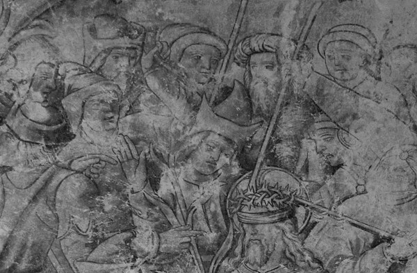 Scourging of Christ, detail - San Andrés, grisaille murals: baptistry, sala profundis & refectory