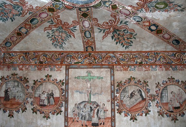 San Miguel Arcángel, baptistery murals - Xometla, México