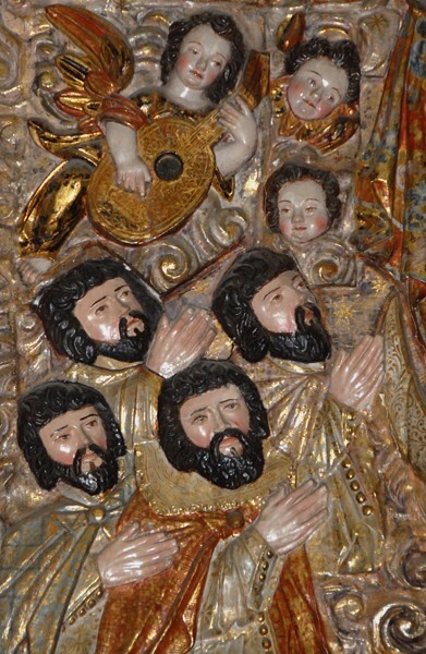 La Asunción, extant high altar relief, Assumption of Mary, detail - Milpa Alta