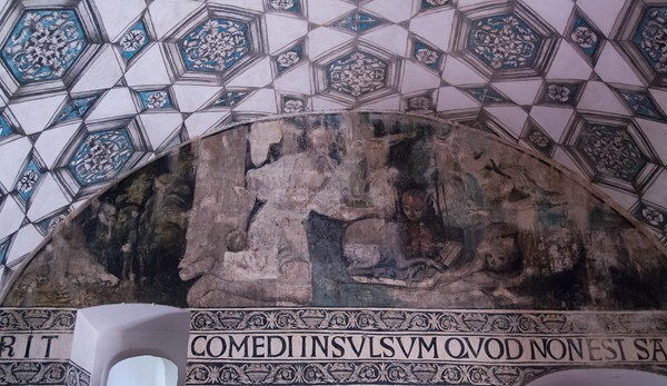 Santo Domingo, cloister stairwell lunette mural, St. Jerome - Oaxtepec, Morelos