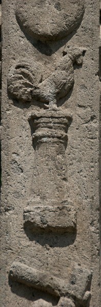 San Pedro Apóstol, atrial cross, shaft detai, rooster - San Pedro Xalostoc, México