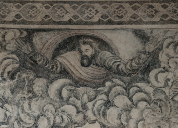 Portería, N wall mural, Last Judgement, detail - Santa María Magdalena, church & portería