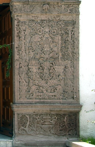 Façade portal, right pilaster - Santiago Apóstol