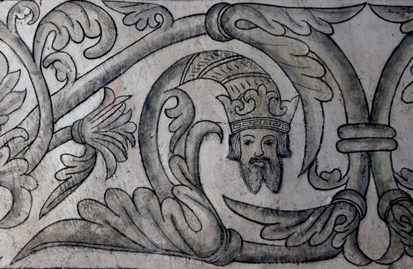 Lower cloister walk, dado mural - Cloister, convento, capilla abierta & posas, atrial cross