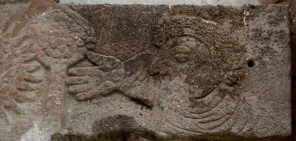 El Divinor Señor, façade, wall cross, right arm detail - Tizayuca, Hidalgo