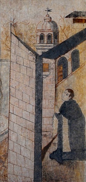 Bilocation of St. Anthonhy, detail - Upper cloister walk murals