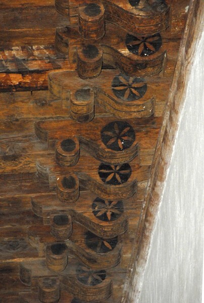 Hacienda Santa María, chapel, nave ceiling zapatas - Ramos Arizpe, Nuevo León