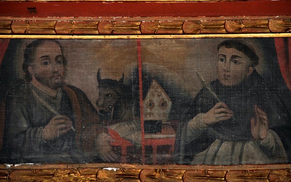 La Candelaria, high altar predella right, SS Luke & Gregory - San Felipe de los Alzati, Michoacán