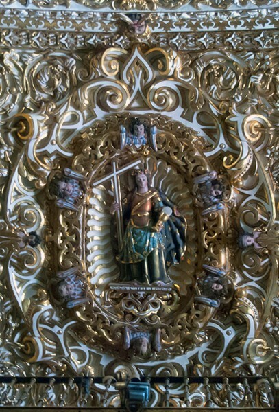 Nave vault, Faith (closeup) - Capilla del Rosario