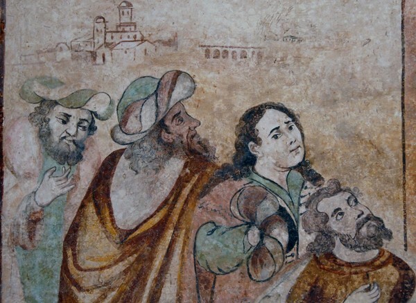 Donkey adoring Blessed Sacrament of St. Anthony, detail - Upper cloister walk murals