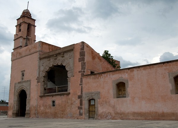 Façade, bell-tower & capilla abierta - San Francisco, façade, roof cross, cloister