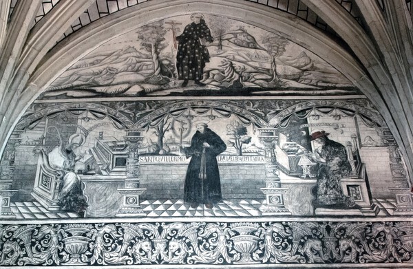 Top tier with lunette murals - North wall murals