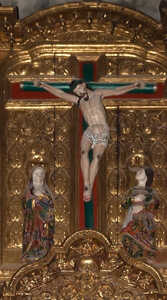 San Lucas Evangelista, high altar, Crucifixion - Quiaviní, Oaxaca