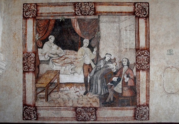 Truth from the lips of a small child to St. Anthony - Upper cloister walk murals