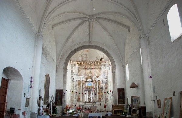 Nave - La Asunción de Nuestra Señora, façade, porciúncula portal, capilla abierta, nave & cloister