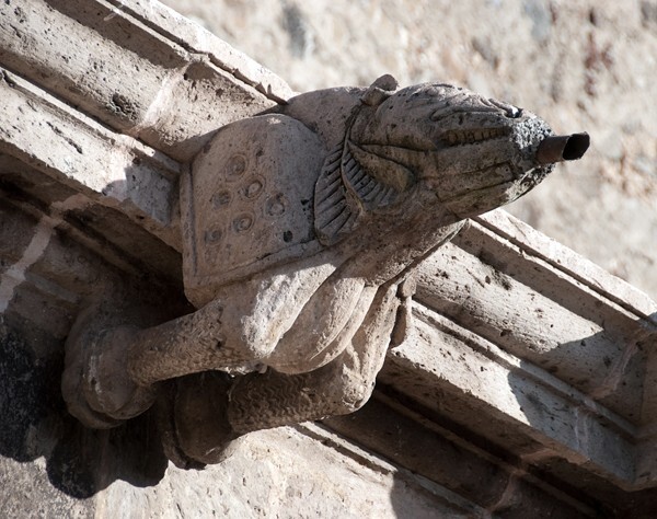 Cloister gargoyle, boar figure - San Pablo, nave, sacristy & cloister