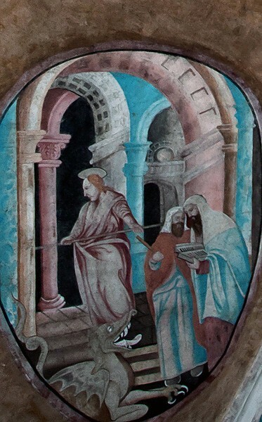 Webbing painting: Measuring of the Temple - Tecamachalco, Puebla, La Asunción de Nuestra Señora, sotocoro