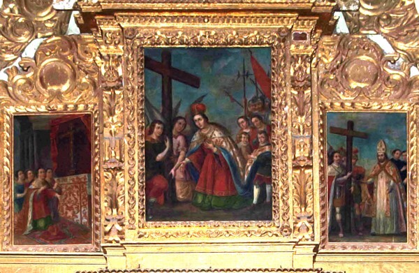 Santa Cruz, Tlaxcala, Santa Inés nave retablo - St. Helena & the True Cross