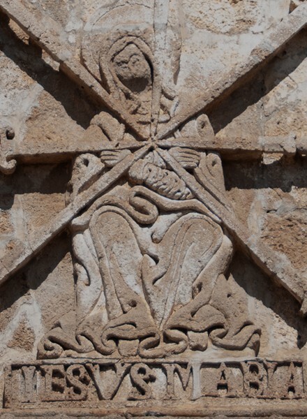 NE posa, East façade, Our Lady of the Seven Swords, detail - San Andrés, Northeast posa chapel