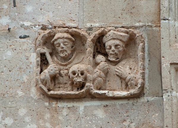 Santiago Apóstol, façade, reliefs left - Capula, Michoacán