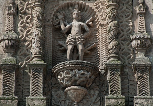 San Sebastián Analco, façade relief, St. Sebastian - San Sebastián Analco
