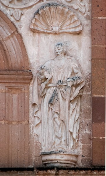Façade, choir loft window relief (right), St. Paul - La Guadalupe (formerly San Francisco)