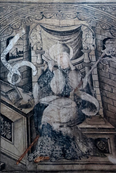 Cloister stairwell, East wall mural - San Nicolás de Tolentino, cloister & stairwell murals