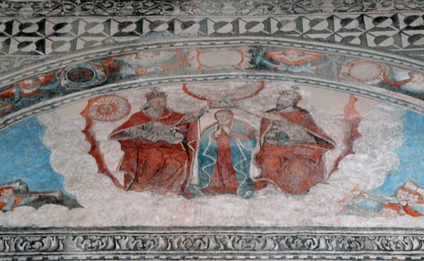 Santa Clara de Asís, apse mural, Coronation of the Virgin - Dzidzantún, Yucatán