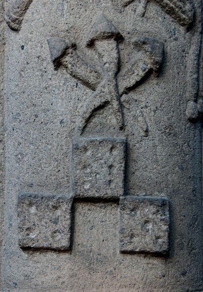 Atrial cross, shaft details, Arma Christi - San Jacinto de San Angel