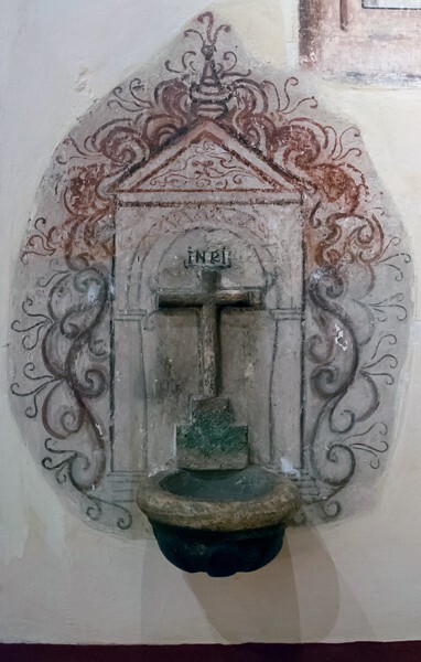 San Diego, sacristy stoup - Churubusco