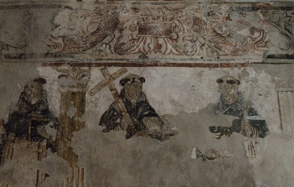 Sala de profundis mural - Cloister, convento, capilla abierta & posas, atrial cross
