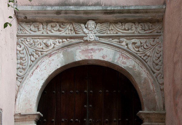 San Juan Bautista, lateral portal closeup - Cuauhtinchán, Puebla