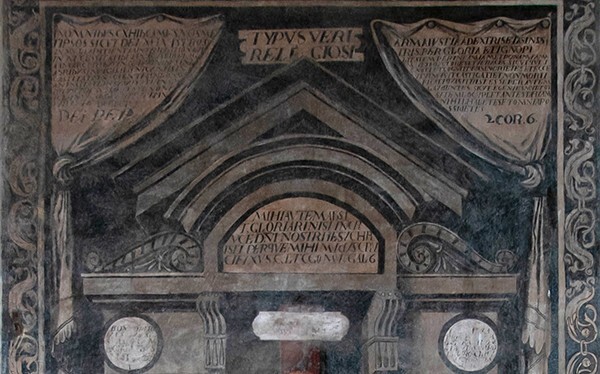 Cloister stairwell mural, detail - Santa María Magdalena, cloister & convento