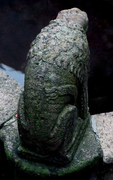 Santiago Apóstol, cloister fountain lion, rear view - Ocuituco, Morelos