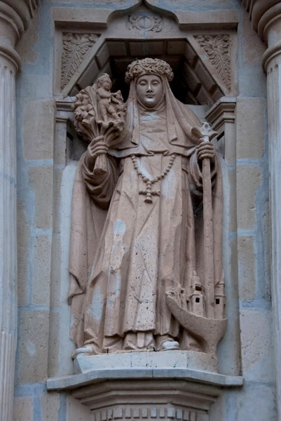 Façade, lower story right sculpture, St. Rose of Lima - La Soledad