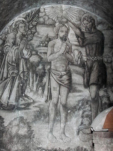Baptistry mural - San Andrés, grisaille murals: baptistry, sala profundis & refectory