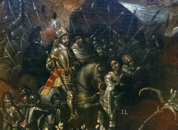 The Conquest of Mexico, detail - Biombo de la Conquista