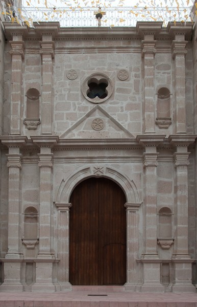 Santiago, façade (rebuilt) - Tlacotepec Plumas, Oaxaca