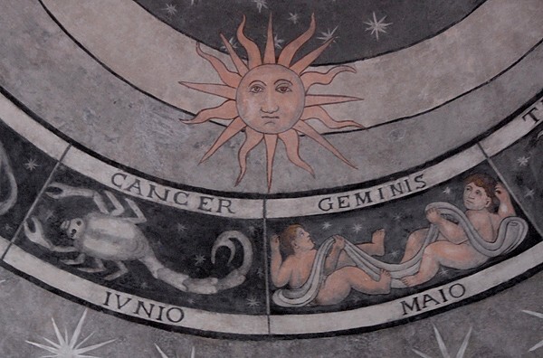 San Agustín, sacristy ceiling, zodiac signs, Caner & Gemini - San Agustín