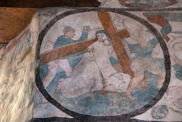 S nave wall, mural frieze roundel, Via Crucis - San Francisco, Nave