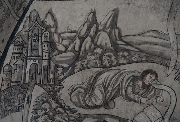 N wall mural, Augustinian Eremitic Life, detail - San Nicolás de Tolentino, sala de profundis mural