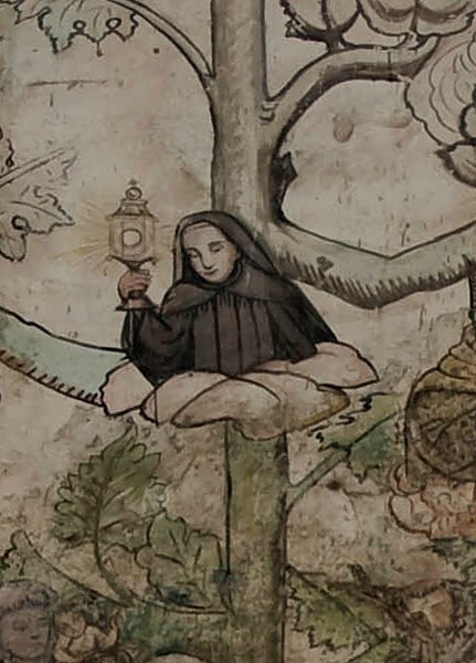 Portería mural, genealogical tree of St. Francis, detail - San Miguel Arcángel