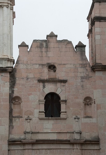 Façade, upper story & choir loft window - San Miguel Tulancingo, Oaxaca