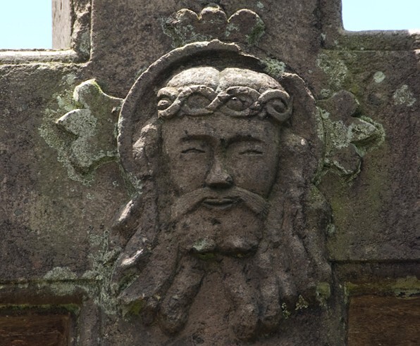 Calvary cross, front crossing, face of Cross - Angahuan, Michoacán