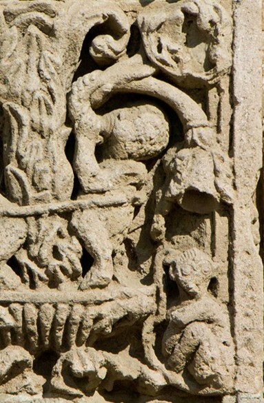 Chancel arch, left pilaster detail - San Luis Obispo, capilla abierta