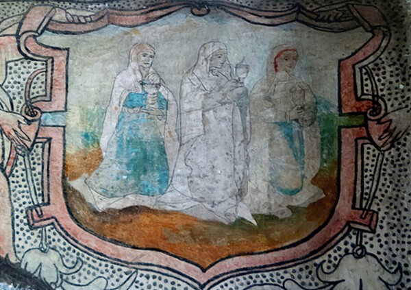 The Three Marys - San Juan Evangelista, lower cloister walk, frieze mural cartouches