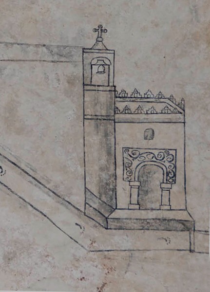 San Simón y San Judas, convento vestibule mural, detail - Calpulalpan, Tlaxcala