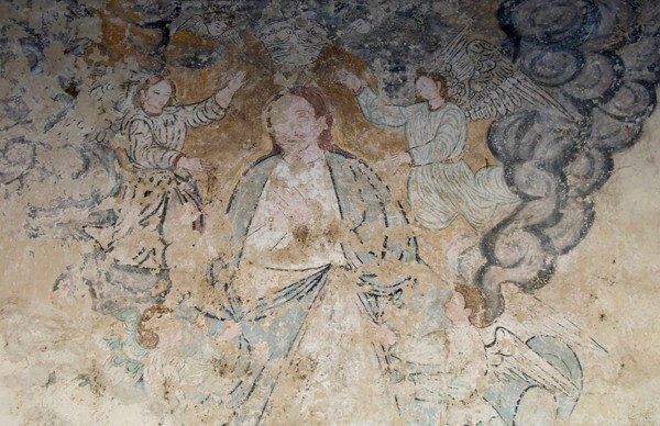 Santiago, portería mural, Coronation of the Virgin - Copándaro, Michoacán