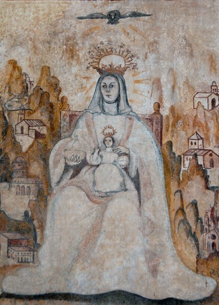 Our Lady of the Rule, closeup - Upper cloister walk murals